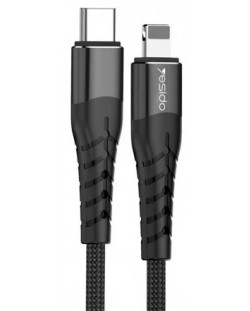 Кабел Yesido - CA-48, USB-C/Lightning 1.2 m, черен