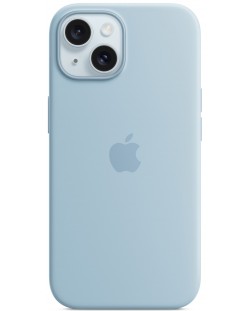 Калъф Apple - Silicone, iPhone 15, MagSafe, Light Blue