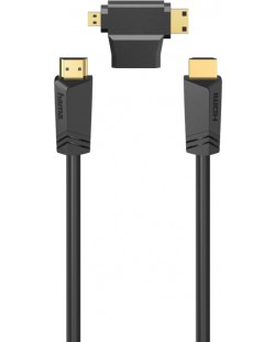 Кабел Hama - HDMI/HDMI, mini/micro HDMI адаптер, 1.5m, черен