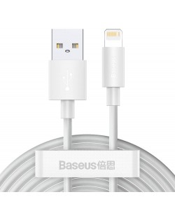 Кабел Baseus - Simple Wisdom, USB-A/Lightning, 1.5 m, бял