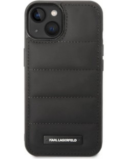 Калъф Karl Lagerfeld - Quilted Puffy Metal Logo, iPhone 14 Plus, черен