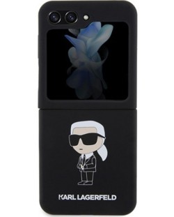 Калъф Karl Lagerfeld - Liquid Silicone Ikonik, Galaxy Z Flip 5, черен