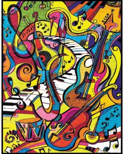 Картина за оцветяване ColorVelvet - Музика, 47 х 35 cm