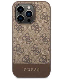 Калъф Guess - 4G Stripe, iPhone 14 Pro, кафяв