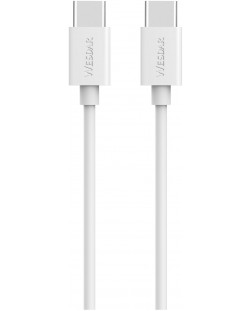 Кабел Wesdar - T62, USB-C/USB-C, 1 m, бял