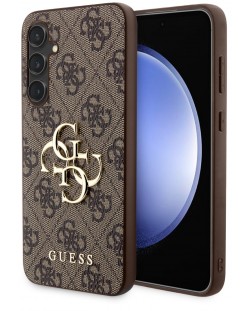 Калъф Guess - PU 4G Metal Logo Case, Galaxy S23 FE, кафяв