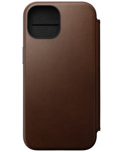 Калъф Nomad - Modern Leather Folio, iPhone 15, кафяв