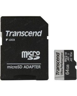 Карта памет Тranscend - Ultra Performance, 64GB, microSD + адаптер