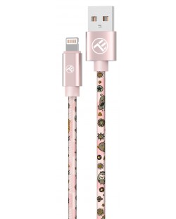 Кабел Tellur - Graffiti, USB-A/Lightning, 3A, 1 m, розов