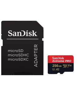 Карта памет SanDisk - Extreme PRO, 256GB, microSDXC, Class10 + адаптер