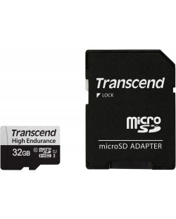 Карта памет Transcend - High Endurance, 32GB, microSDHC + адаптер