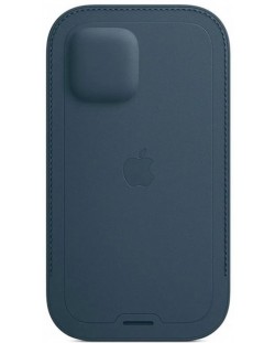 Калъф Apple - Leather Sleeve, MagSafe, iPhone 12/12 Pro, Baltic Blue