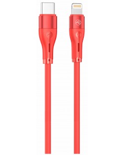 Кабел Tellur - Silicone, USB-C/Lightning, 1 m, червен