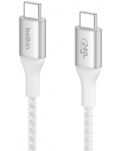 Кабел Belkin - Boost Charge, USB-C/USB-C, 240W, 2 m, бял