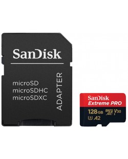 Карта памет SanDisk - Extreme PRO, 128GB, microSDXC, Class10 + адаптер