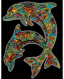 Картина за оцветяване ColorVelvet - Делфини, 29.7 х 21 cm