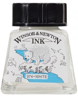 Калиграфски туш Winsor & Newton - Бял, 14 ml