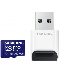 Карта памет Samsung - PRO Plus, 128GB, microSDXC, Class10 + USB четец
