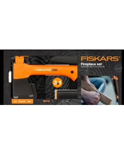 Къмпинг сет Fiskars - Брадва XXS_X5 + Универсален нож K40 + Точило за брадви и ножове Xsharp