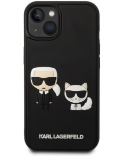 Калъф Karl Lagerfeld - Karl and Choupette, iPhone 14/13, черен