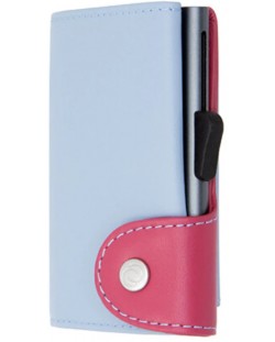 Картодържател C-Secure - портфейл и монетник, синьо и розово