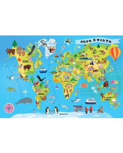 Образователен пъзел Trefl от 100 части - Карта на света