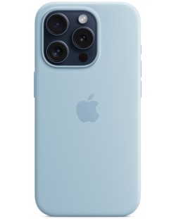 Калъф Apple - Silicone, iPhone 15 Pro, MagSafe, Light Blue