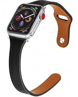 Каишка Techsuit - W033 Eco Leather, Apple Watch, 42/44/45/49 mm, черна