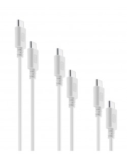 Кабели Cellularline - Multipack, USB-C/USB-C, 0.15 m/1.2 m/2 m, бели
