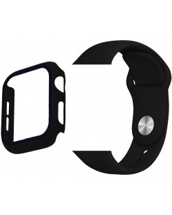 Каишка и протектор Trender - Apple Watch, 44/45 mm, черни