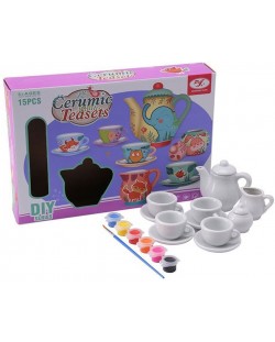Керамичен сервиз за чай за оцветяване Ntoys, 15 части