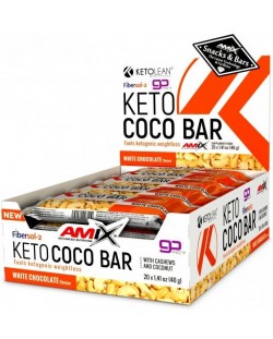 KetoLean Keto goBHB Coco Bar, бял шоколад, 20 броя, Amix