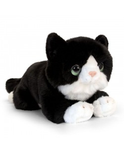 Плюшено легнало коте - Черно и бяло, 25 cm