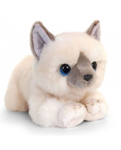 Плюшено легнало коте Keel Toys - Бяло, 25 cm