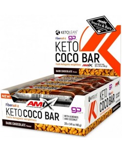 KetoLean Keto goBHB Coco Bar, черен шоколад, 20 броя, Amix