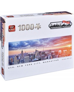 Панорамен пъзел King от 1000 части - Ню Йорк Сити, Манхатън