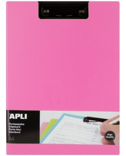 Клипборд с капак Apli - А4, PVC, розов