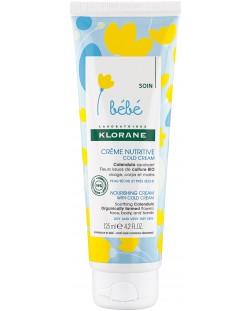 Klorane Bebe Calendula Подхранващ колд крем за лице, тяло и ръце, 125 ml