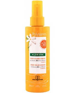 Klorane Polysianes Monoi & Tamanu Слънцезащитен спрей за тяло, SPF50+, 200 ml