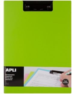 Клипборд с капак Apli - А4, PVC, зелен