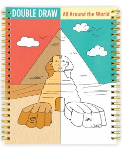 Книжка за рисуване и оцветяване Mudpuppy Double Draw - Около света
