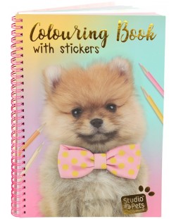 Книжка за оцветяване със стикери Studio Pets - A5, Кученцето Помпон
