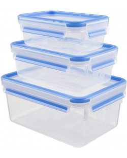 Kомплект от 3 кутии за храна Tefal - Clip & Close, K3028912, сини