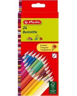 Комплект цветни триъгълни моливи Herlitz - 24 броя 