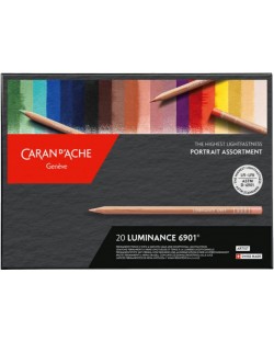 Комплект цветни моливи Caran d'Ache Luminance 6901 - 20 цвята, портрет