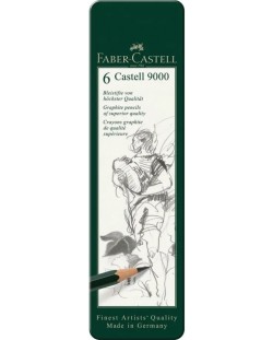 Комплект чернографитни моливи Faber-Castell 9000 - 6 броя
