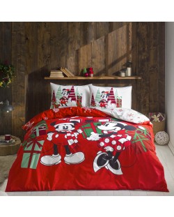Комплект за спалня TAC Licensed - Minnie & Mickey Christmas, 100% памук