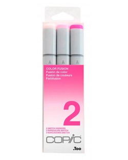 Комплект маркери Too Copic Sketch - Color Fusion 2, розово, 3 цвята