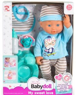 Комплект Tutu Love - Кукла-бебе с гърне и биберон, синя, 31 cm