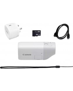 Компактен фотоапарат Canon - PowerShot Zoom Essential kit, бял